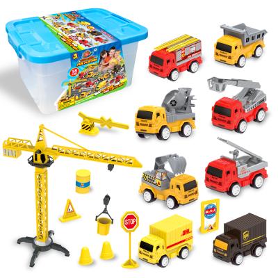 China Kids Playset with City Map, Mini Pull Back Cars, Dump Truck, ExcavaConstruction Excava N Play Vehicle Engineering Site Toy Set WT0016 WT0016 for sale