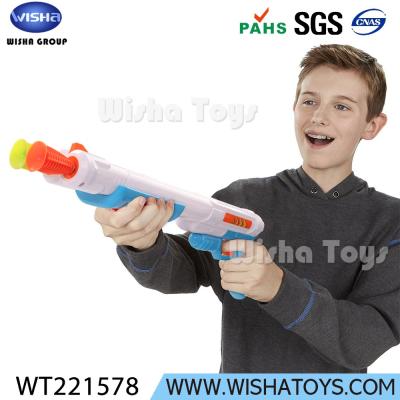 China Hot Selling Funny Kids Toy Dart Gun Air Power Foam Ball Blaster Gun Air Power Foam Ball Blaster Gun 2 Barrel Sucker Bullet Repeater for sale