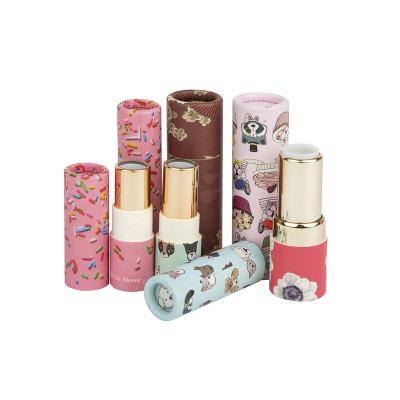 China Custom Biodegradable Air Freshener Containers Cardboard Cylinder Cosmetic Twist Up Lipbalm Twist Paper Tubes Package Lipstick Tubes Box for sale