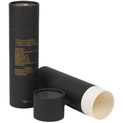 China Biodegradable Customized Paper Gold Foil Stamping Cylindrical Black Craft Paper Tube Packaging Custom Recycled Gift Paper Tube for sale