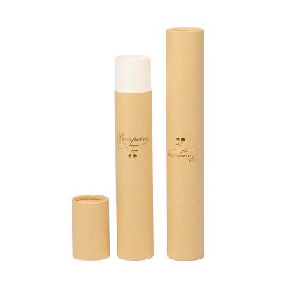 China Biodegradable Custom Gold Foil Stamping Cardboard Kraft Candle Tube Cylinder Small Cardboard Biodegradable Kraft Paper Craft for sale