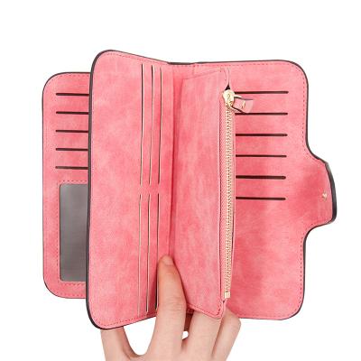 China Hot Fashion Wholesale Assorted Colors New Long Section Ladies Wallet Women Purse Leather With Latch Lady Zipper Coin Purse for sale