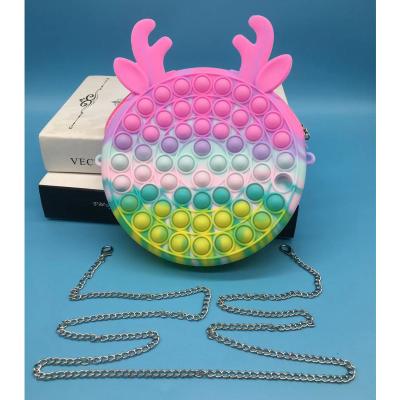 China KALANTA Waterproof Children's Christmas Gift Press Bag Stirring Person Toys Fashion Push Bubbles Rainbow Unicorn Kawaii Coin Purse Children Wallet for sale