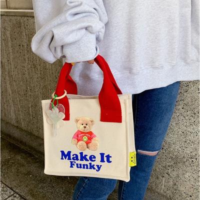 China KALANTA Lunch Picnic Cotton Cloth Pouch Girls Dinner Container Food Storage Tote Bags Ladies Printed LOGO Canvas Handbag Small for sale