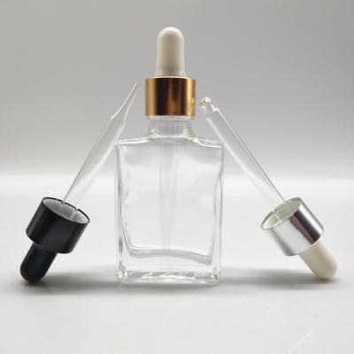 China 30ML Essential Oil Square Essential Oil Bottle Perfume Dropper Glass Bottle Clear Color for sale