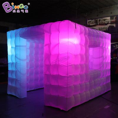 China Popular attractive event cube tent inflatable photo booth 3.4x3x2.5m with led lights for shopping mall for sale