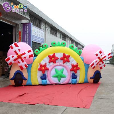 China Fabric Customized 6x1.7x2.5M Inflatable Windmill Advertising Inflatables Backdrop Decoration For Kids for sale