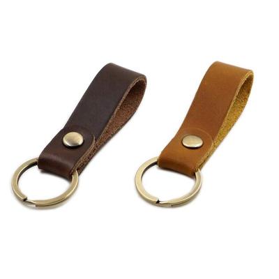 China Leather Keychains Engrave Opens Hot Stamping Men Make Custom PU Genuine Leather Key Chain for sale