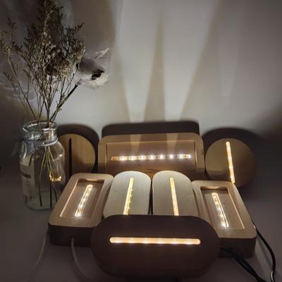 China Wholesale Modern Wood Led 3D Night Light Base Wooden Led Lamp Base For 3D Illusion Night Light for sale