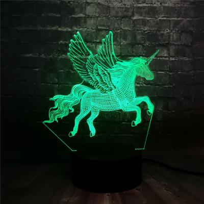 China Cute Led Decoration Night Light Lamp For Baby Room Lovely Gift Unicorn 3D LED Friendship Decorative Night Light for sale