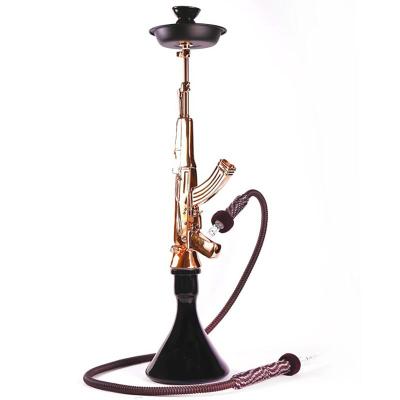 China Wholesale 30 Inches Gold Aluminum Alloy Handmade Hookah Shesha Shisha Mob Sheesha AK47 With Gun Shape for sale