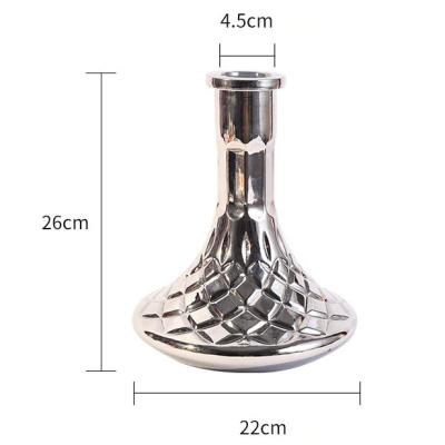 China Stainless Steel Color Glass Artificial Embossing Hookah Bases Shisha Glass Vase for sale