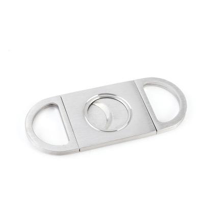 China Minimalist Silver Stainless Steel Guillotine Closed Cigar Cutter for sale