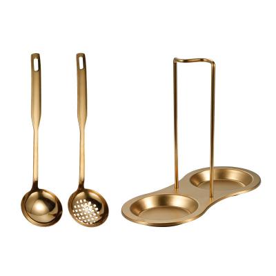 China New Designs Restaurant Buffet Stocked Luxury Serving Set Stainless Steel Soup Spoon Stand Holder Standing Soup Pouch for sale