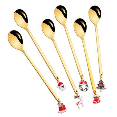 China 6 Pcs Viable Wholesale Coffee Gold Small Spoon Set Stainless Steel Flatware Gold Tea Ice Cream Spoon Gift for sale