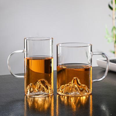 China New Viable Wholesale Creative Glass Cup Inner Mountain Decorated Wine Cup for sale