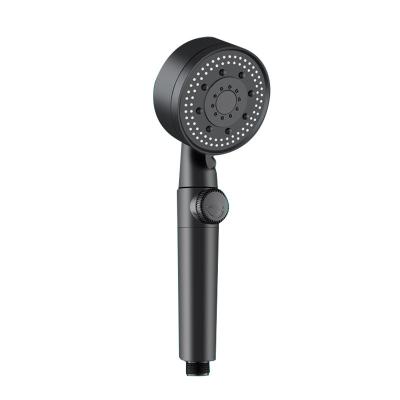 China With Water Sliding Bar Saving 5 Fashion Shower Head One-Key Stop Water Massage Eco Showerhead Black Adjustable High Pressure Bathroom Accessories for sale