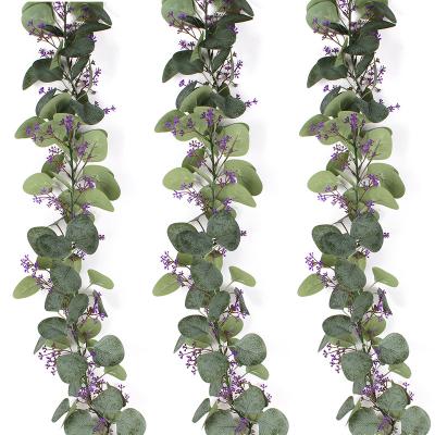 China Amazon Green Hot Sale Environmental Protection 6 Feet Artificial Eucalyptus Vines Garland Eucalyptus Greenery Garland Wedding Arch Backdrop Artificial Wall Decor for sale