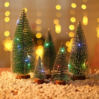 China Wholesale Chirstmas Decor Decoration Supplies Mini Christmas Trees With LED Lights Warm Artificial Tree Window PVC Christmas Desk Decoration for sale