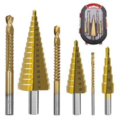 China WholesalHigh Speed ​​6pcs Drill Hole Steel Triangle Handle Pagoda Drill Carpenter Broaching Saw Hss Drill Bit Set for sale