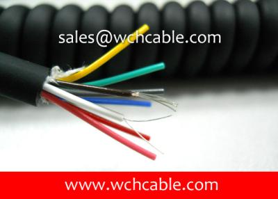 China UL20280 (24AWG) 8 Conductors Oil Resistant TPU Spiral Cable Black Jacket with Colorful PP Insulated Wire for sale