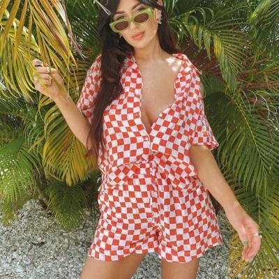 China Hot Sale New Plus Size Women's Printed Shirt Shorts Resort Style Fashion Leisure Home Suit 2 Piece Set Beach Wear Women Swimwear for sale