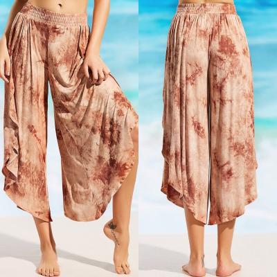 China New Plus Size Women's Beach Resort Wide Leg Sun Protection Swimwear With Cover-UPS Pants Beach Cover Up Pants for sale