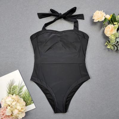 China Sexy Plus Girl Halterneck Monokini Monokini Swimwear One Piece Swimwear Patchwork Spot Waist Bikini Beach Swimwear One Piece Swimwear for sale