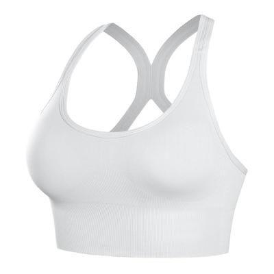 China QUICK DRY white cross back sports bra halter push up bra seamfree seamless women's quick-drying high-strength sports shockproof underwear for sale