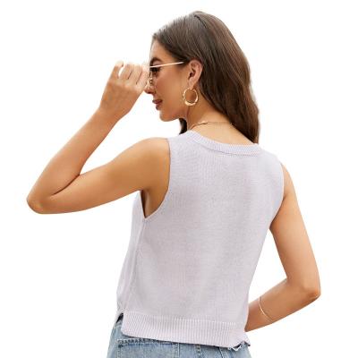 China Fashion Breathable Cotton Street Lady's Custom Knitted Summer Bodybuilding Casual Black Vest for sale