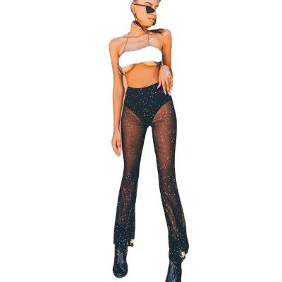 China 2022 Hot New Breathable Nightclub Sexy Mesh Perspective Pants Wide Leg Pants Wholesale for sale