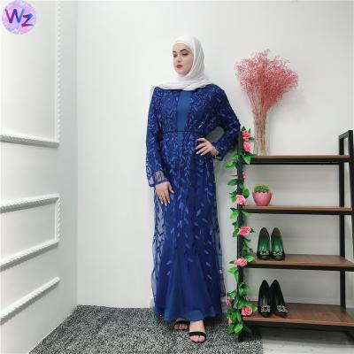 China best hot sale islamic muslim dresses new arrival muslim open abaya Anti-wrinkle lace embroidered muslim women islamic wear long dress for sale