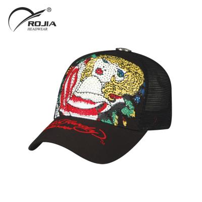 China Waterproof Waterproof Promotional Product Custom Reversible Sequin Mesh Trucker Hat for sale