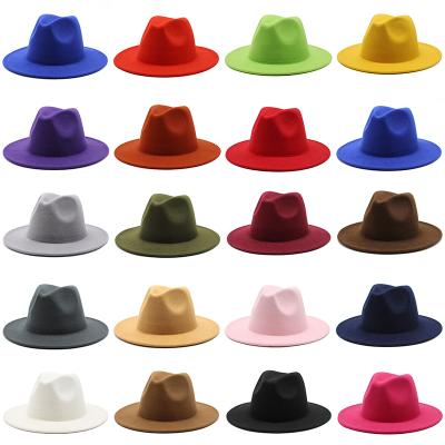 China 100% Handmade 100% Handmade Wide Brim Wool Felt Jazz Fedora Hats For Mens Womens UK for sale