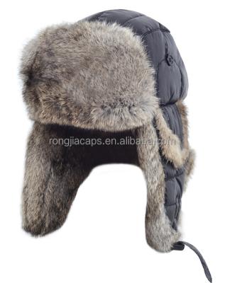 China Keep warm keep warm BLACK taslon fabric winter hat with synthetic fur for sale