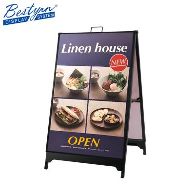 China Metal Sign Holder Durable A Frame Sign Stand Sidewalk Top Selling Outdoor Advertising Sign Indoor / Outdoor Advertising for sale