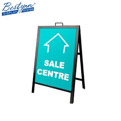 China Drinking Metal Indoor Outdoor Advertising / Angled A Frame Sign Waterproof Sidewalk Sign Advertising Display Stand for sale