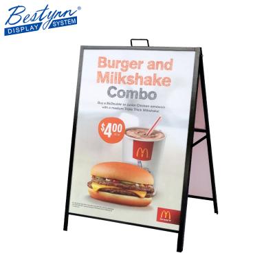 China Indoor Outdoor Advertising/Wholesale Reusable Metal Sign Holder Frame Panels Restaurant Display Poster Holder for sale