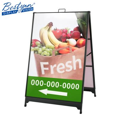 China Commercial Advertising Display Stand Metal Indoor Outdoor Advertising / A Sturdy Frame Sign Stand Sidewalk Sign for sale