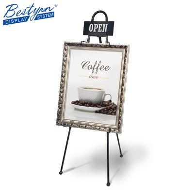 China Indoor Advertising Floor Standing Portable Adjustable Easel Advertising Display Rack For Art Printings Sign Holder for sale