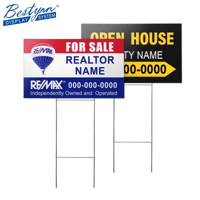 China Custom Real Estate Sign H Sign Corrugated Wire Stake H Frame Outdoor Lawn Garden Real Estate Sign for sale