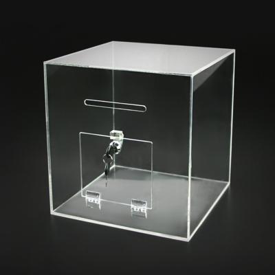 China Restaurant Box Custom Acrylic Clear Charity Acrylic Box with Lids Coin Display Case Acrylic Donation Box for sale