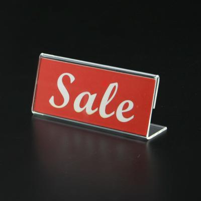 China Acrylic Restaurant Price Rack L Shape Acrylic Tag Label Promotion Card Display Stand for sale