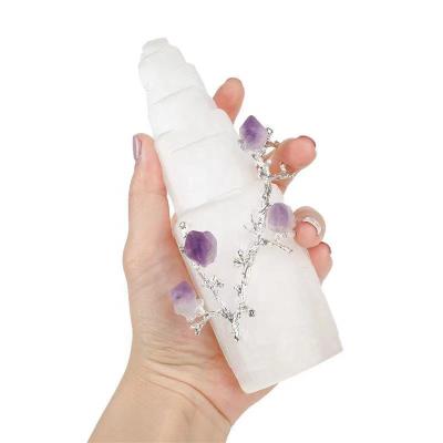 China Dong Hai Wholesale natural folk healing selenite tower quartz crystal crafts for decoration on sale for sale