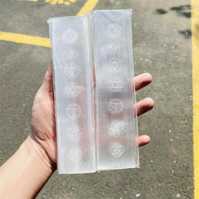 China Hot Selling Dong Hai Totem Ruler Polishing Big Seven Chakra Carved Seven Star Row Symbol Selenite Stick for sale