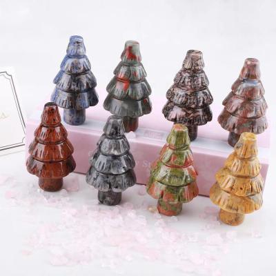 China Wholesale Dong Hai Tumbled Natural Palm Carved Healing Stones For Christmas Tree Shaped Crystals For Gift for sale