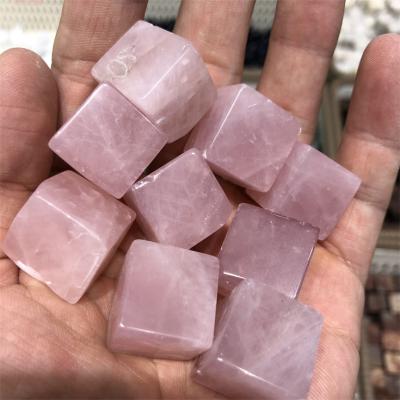 China Dong Hai Rose Quartz Gravel Cube Crystal Healing Stones Natural Polished Crystal Gravel for sale