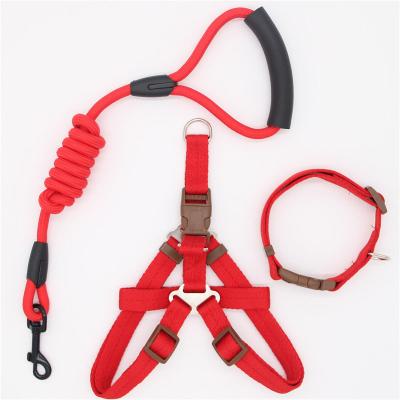 China Wholesale High Quality Polyester Soft Adjustable Dog Harness and Leash Set DETACHED for sale