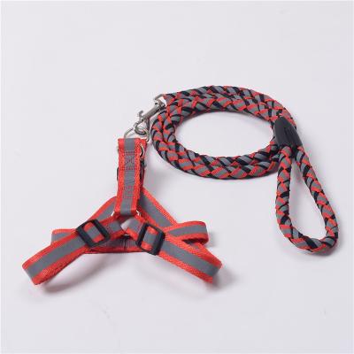 China Wholesale High Quality Reflective Braided Jogging Handle Dog Leash And Harness Set for sale