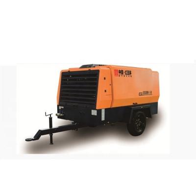 China 14bar 530cfm oil lubricated towable diesel powered portable air compressor for mine for sale